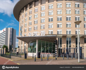 Headquarters of OPCW in The Hague, July 2019, overseeing Chemical Weapons Convention implementation.