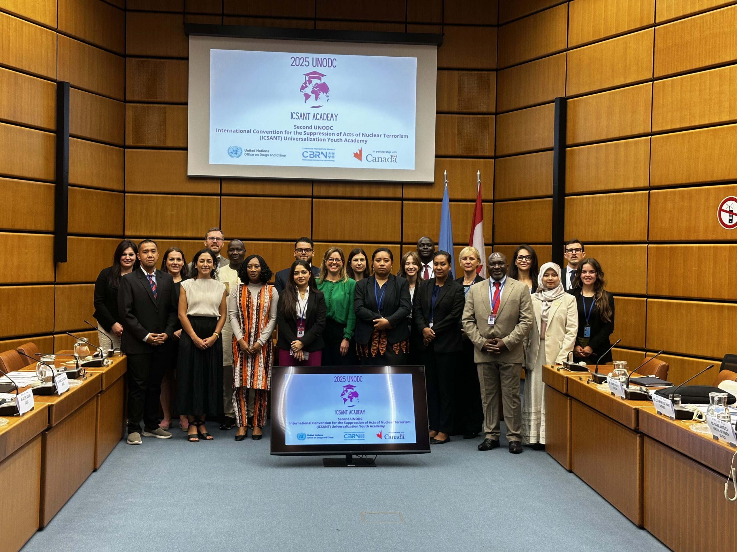 Participants of UNODC Youth Academy posing for a group photo in Vienna on 6 July 2025.